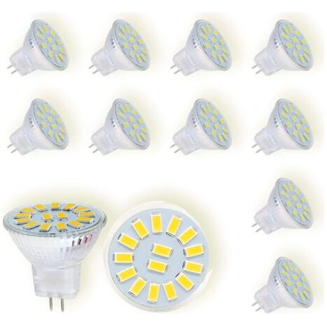 Ampoules LED MR11 GU4 12 V, blanc froid 6000 K, 4 W équivalent à une ampoule halogène de 40 W, 500 lm, angle de diffusion de 120°, spots LED non dimmables, lot de 10 (1/5)
