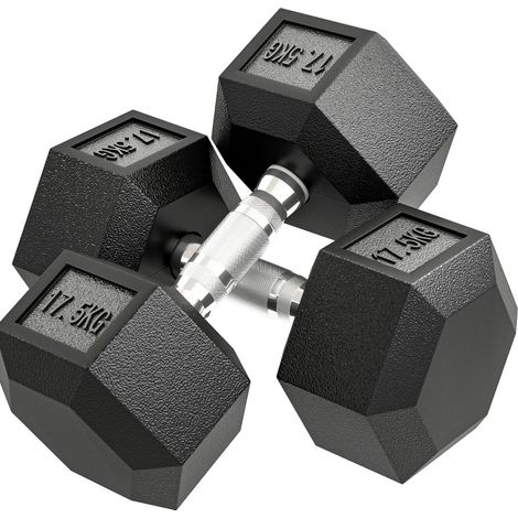 Hanteln 34,6 x 16,2 x 14 cm aus schwarzem Metall, rutschfester Griff für zu Hause – MEUBLIV (1/5)