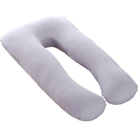 Taie d'oreiller en forme de U pour oreiller de grossesse, en pur coton, lavable, adaptée aux oreillers latéraux confortables, grise.-AquaForge (1/5)