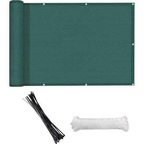 Brise-vue anti-vent et anti-intempéries en PEHD pour balcon, terrasse, patio, jardin, piscine extérieure, porche, rambarde, 118 x 35 pouces, vert foncé (1/5)