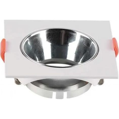Foco LED empotrable cuadrado V-TAC GU10 con cuerpo blanco y reflector cromado