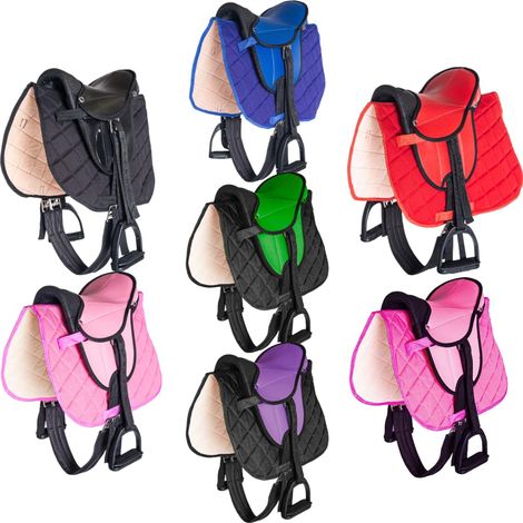 PFIFF 103106 - Set Completo sella per shettys o Cavalli in Legno, per Bambini, Colore: Nero