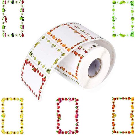 Etiquetas Adhesivas - 30 x 50 mm - Diseño Frutas - Rollo 12,5 m - Para Cocina Oficina Botellas y Proyectos Creativos (1/5)