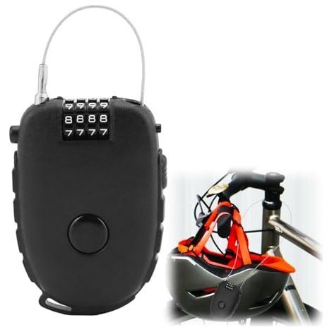 4 Chiffres Cadenas à Code Rétractable, 130cm Cadenas Câble en Acier, Cadenas à Code Noir, pour Sac à Dos, Casque, Panier, Vélo (1/5)