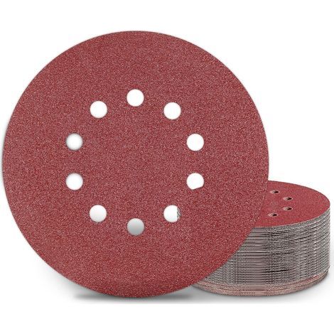Disques de ponçage de 225 mm, 25 plateaux de ponçage ronds grain P60, 10 trous, pour ponceuses à long col, ponceuses à plaques de plâtre et ponceuses à galet DENUOTOP (1/4)