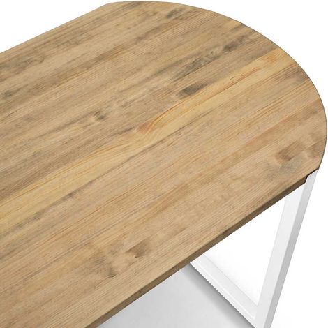 Mesa Uley Ovalada 160x80x75cm Blanca en madera maciza de pino acabado envejecido estilo industrial Box Furniture (1/4)