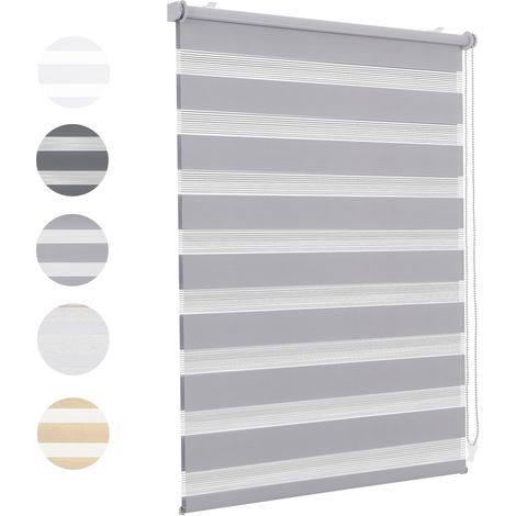 Sekey Doppelrollo 80x100cm Grau Duo Rollo Klemmfix ohne Bohren Zebrarollo Fensterrollo Klemmrollo Seitenzugrollo Rollos Jalousie Faltrollo für Fenster und Tür