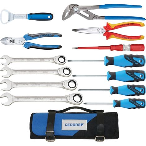 Gedore Werkzeugsatz in Rolltasche 14-teilig, Maulring-Ratschenschlüssel-Satz (1/5)