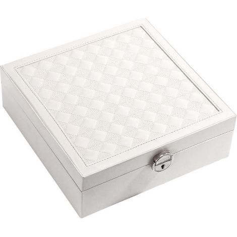 Boîte de rangement bijoux simple grande capacité en avec grand miroir maquillage amovible comprenant une petite à port Pu (1/3)