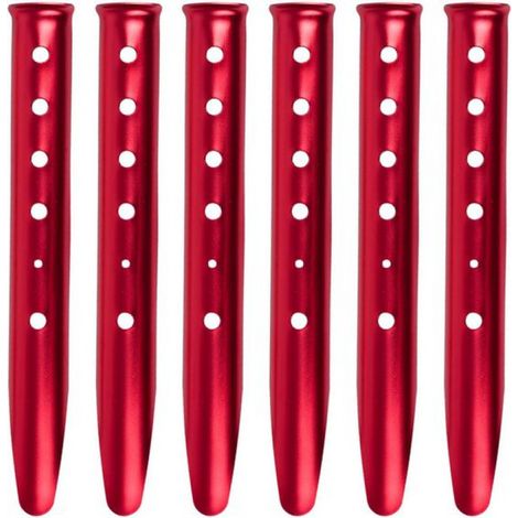 Piquets de tente robustes en métal, lot de 6 - Clous de sol en aluminium en forme de U pour le camping, la plage et la neige (31 cm) (1/5)