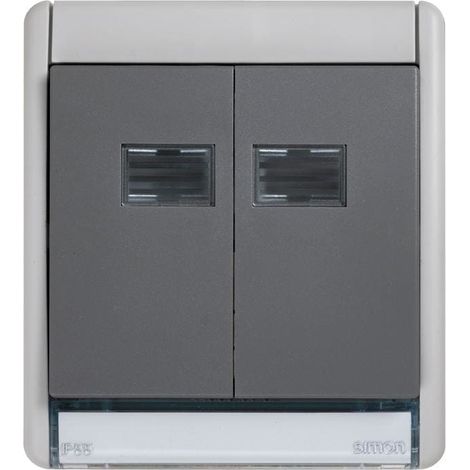 Doble conmutador SIMON AQUA 10AX luminoso IP55 gris (1/2)