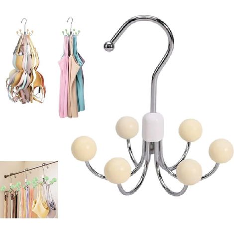 Porte-Vêtements Multifonction Gain De Place pour Placard – Organisateur Rotatif 360° Durable pour Sacs, Chapeaux, Ceintures, Cravates, Soutiens-Gorge Et Écharpes (Blanc) (1/5)