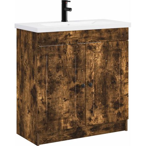 Badezimmermöbel-Set Geräucherte Eiche 56 x 37,5 x 81 cm vidaXL