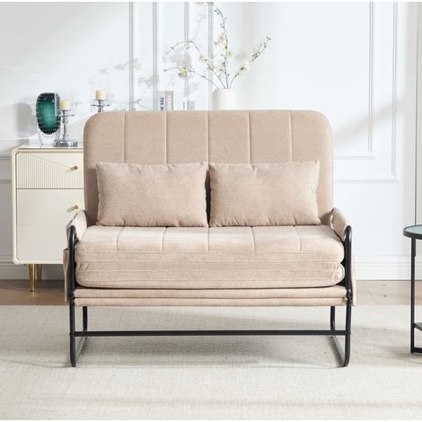 Schlafsofa 104x85x92 cm aus Chenille in Khaki, ausklappbar, für kleine Räume – MEUBLIV (1/5)