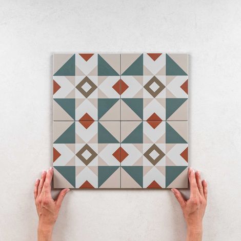 Carrelage effet carreaux de ciment 20x20 cm – Grès cérame mat – 0,52 m² – Facile à nettoyer et entretenir – Pour cuisine et salle de bain