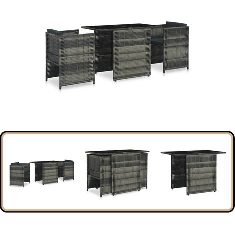 Ensemble de bistro 3 pcs avec coussins Résine tressée Gris - Salon De Jardin - Ensemble Salon De Jardin - Meubles De Jardin - Mobilier Extérieur - Table Et Chaises
