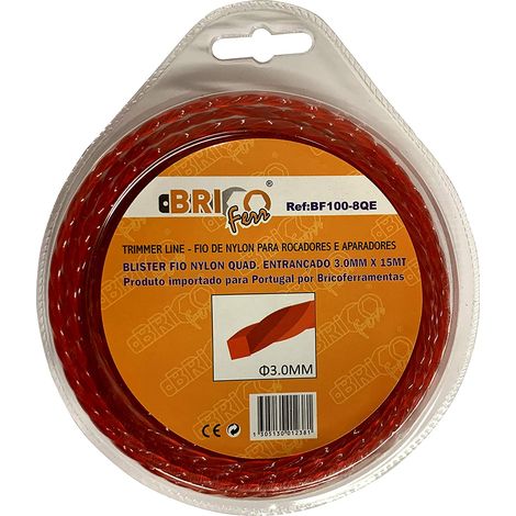 Bricoferr Hilo de Nylon cuadrado trenzado 3 mm 15 m (1/2)