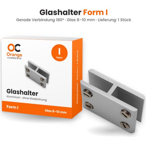 Glashalter Glasklemme Klemmhalter Glasbodenhalter Regalhalter Vitrine Aluminium B 8-10 mm (1/4)