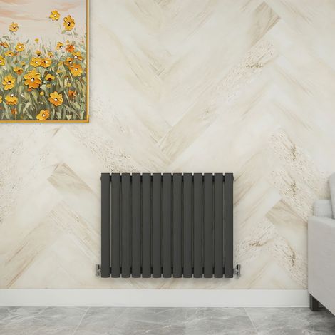 SKY Bathroom 600x767mm Anthracite Single Horizontal Oval Column Designer Central Heating Radiator
