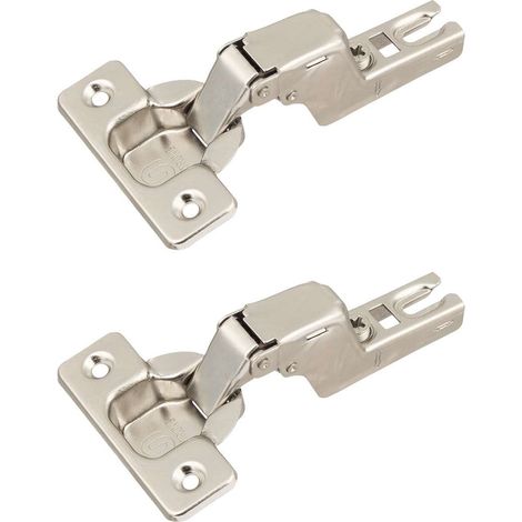 2x Charnière invisible angle d'ouverture à 110° à glisser coulisser pour porte de meuble pose encloisonnée Placard Cuisine Fixation Salle de bain Ajustable Réglable Ouverture Fermeture Plaque, sans am (1/2)