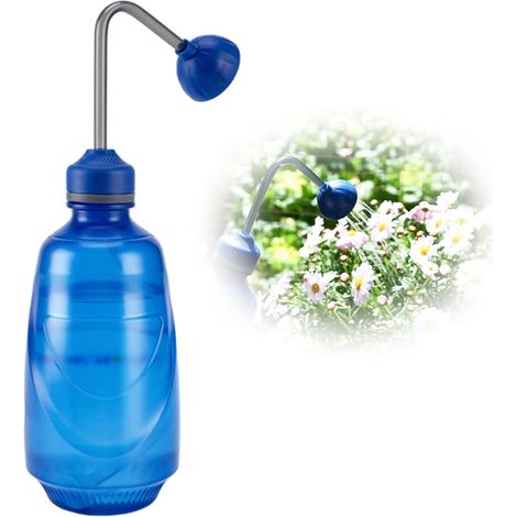 Arrosoir pour semis, arrosoir, flacon souple pour plantes grasses, flacon d'arrosage à jet d'eau de 450 ml, flacon d'arrosage à pression, flacon en plastique pour laver les plantes (bleu) (1/5)
