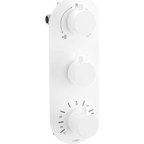 Robinet baignoire-douche thermostatique 3 sorties Mexen Kai, blanc - 77603-20