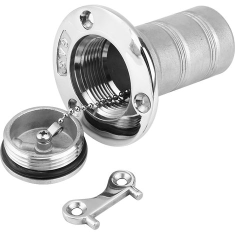 Raccord de remplissage pont carburant inox 316 pour bateau yacht caravane tuyau 38mm avec clé et chaîne inox (1/5)
