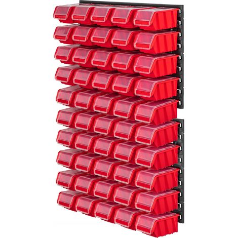 KADAX Werkstattwandregal, Wandplatten, 58 x 78 cm, Rot, 50 tlg.