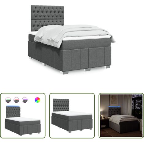 vidaXL Sommeil réparateur - Sommier à lattes de lit avec matelas gris foncé 120x190cm tissu (1/5)