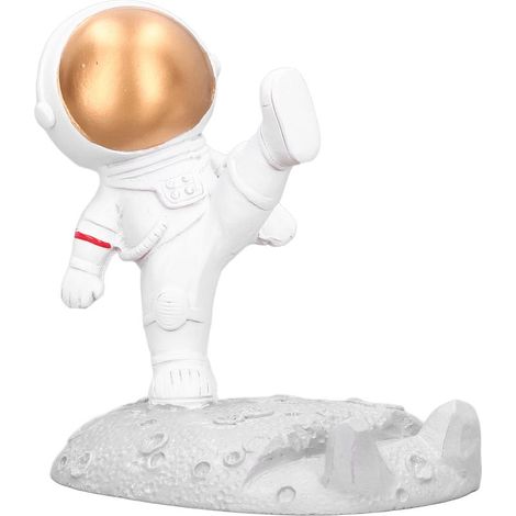 Goldener, astronautenförmiger Handyhalter, exquisiter, umweltfreundlicher Ständer, elegante Schreibtischdekoration. (1/5)