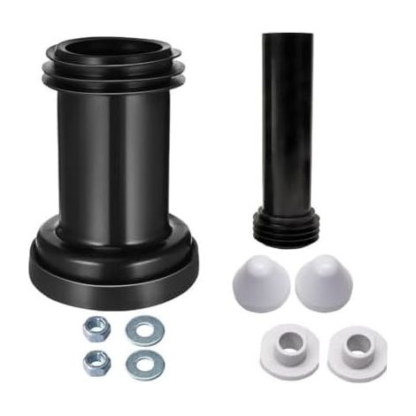 Kit de raccordement WC mural pour WC suspendu Modèle 152.426.46.1, PVC robuste avec double joint contre les fuites, diamètre étendu empêche les colmatages, noir (1/5)