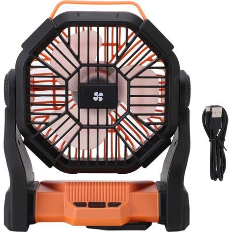 Ventilateur Batterie pour Camping 10400mAh, Puissant Silencieux avec Lumière LED , Ventilateur Rechargeable USB pour Tente Extérieur Bureau Table