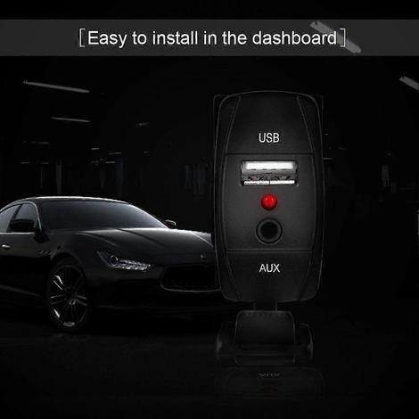 Panneau de montage encastré pour tableau de bord de voiture, bateau, yacht ou camping-car (USB 3,5 mm, AUX 12-24 V). (1/4)