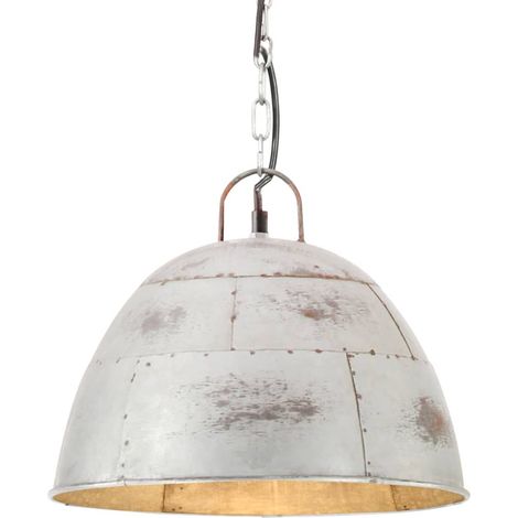 Lámpara de techo de la industria vintage. Redondo 25 W 31 cm E27 Plata - 189845 (1/5)