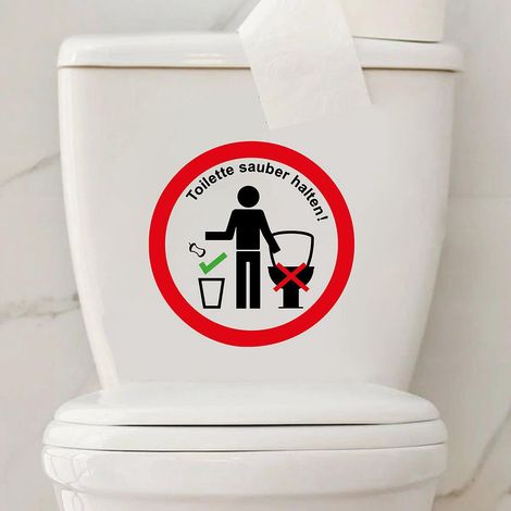 2pcs Autocollant Mural Slogan D'avertissement En Anglais, Sticker Mural Drle Pour Wc, Salle De Bain, Cuisine, Pvc (1/5)