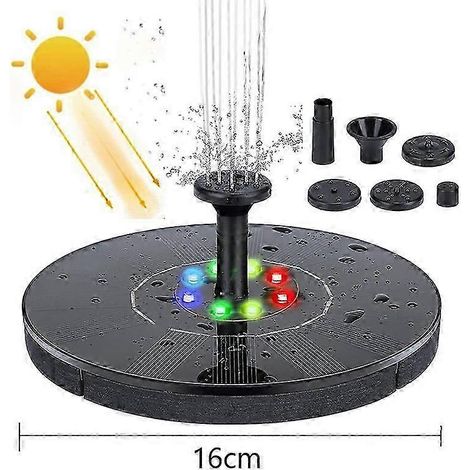 Fontaine à oiseaux solaire, pompe de fontaine solaire de 1,5 W, pompe flottante autoportante pour bain d'oiseaux, adaptée aux jardins, terrasses, étangs et piscines. (1/5)
