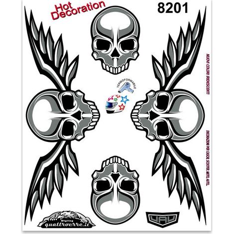 Adesivi Sticker Teschio con Ali, 14 x 16 cm (1/4)