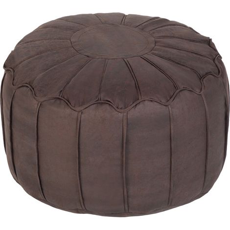 Loft 25 - Runder Pouf für das Wohnzimmer, Fußhocker im marokkanischen Stil für den Innenbereich, leichter Pouf mit Füllung aus Polystyrolperlen, Gaming-Pouf für Erwachsene und Kinder - Schokolade (1/4)
