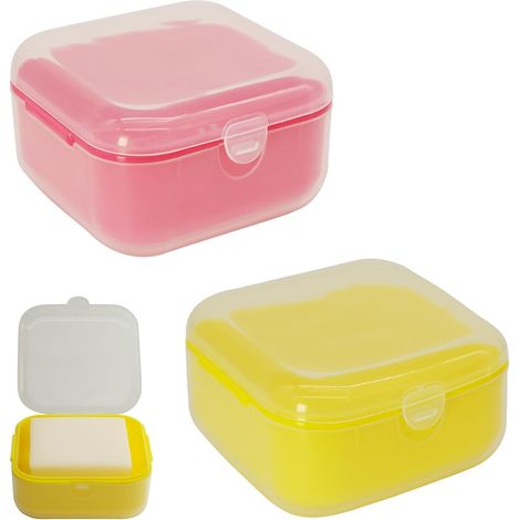 (Jaune, Rose) Lot de 2 petits porte-savons de voyage avec couvercle, porte-savons anti-fuites avec perforation, porte-savons portables pour salle de b (1/5)