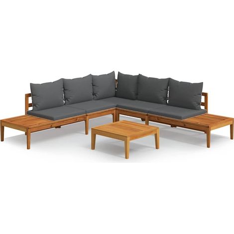 4-tlg. Garten-Lounge-Set mit Dunkelgrauen Kissen Akazienholz vidaXL (1/5)