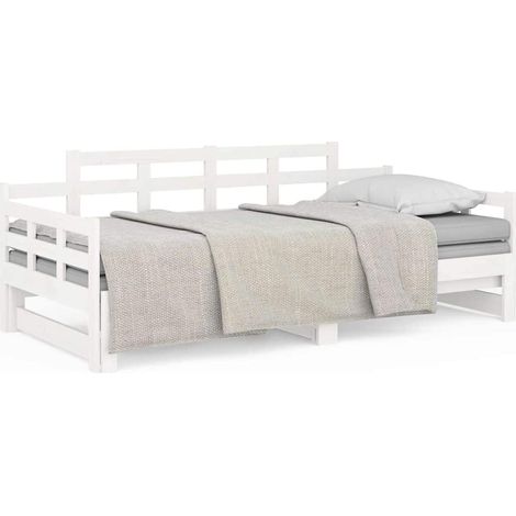 Maison Exclusive - Dormeuse Estraibile Bianca Legno Massello di Pino 2x(90x200) cm (1/5)