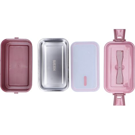 Boîte Bento Isotherme Rectangulaire en Acier Inoxydable 304 Portable avec Poignée, 700ml