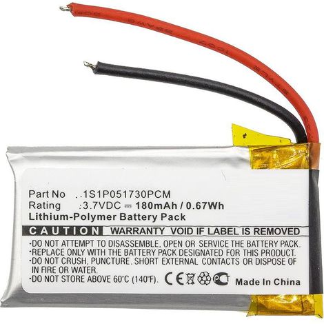 CoreParts Batteria per cuffie wireless 0.6Wh Li-Pol 3.7V 180mAh, 1S1P051730PCM GN9330, NETCOM 9330, (0.6Wh Li-Pol 3.7V 180mAh Nero, per Gn GN9330, Netcom)