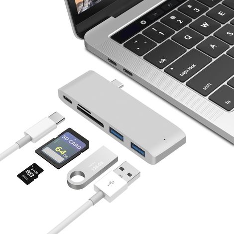Station d'accueil USB-C 7-en-1 pour MacBook, hub avec ports HDMI, USB 3.0 et lecteur de cartes SD/TF. (1/5)