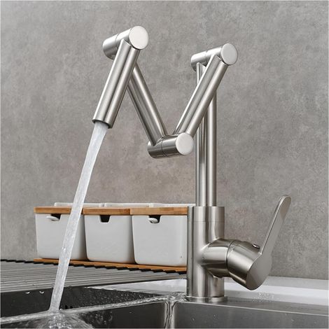 Robinet de cuisine remplisseur de pot Robinet de remplissage de casserole en laiton monté sur le pont extension à trois sections robinet de cuisine pliant bras oscillant à Triple articulation for chau (1/5)