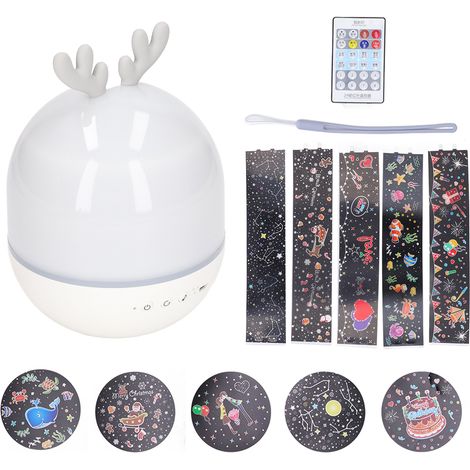 Boîte à musique veilleuse ciel étoilé pour enfants, télécommande couleur réglable, jolie forme de cerf, pour une utilisation dans la chambre.