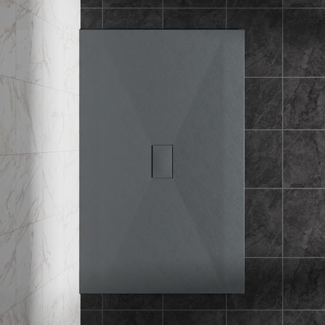 NRG 1600 x 1000mm SMC Anthracite Rectangle Slate Effect Bathroom Shower Tray