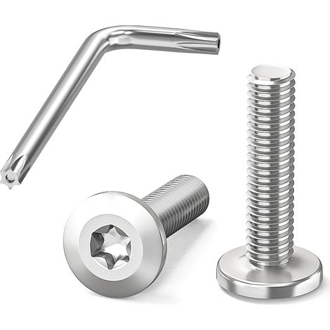 Lot de 20 vis à tête plate M4 - Vis Torx M4 x 16 mm - En acier inoxydable A2 V2A - Vis métalliques avec clé Torx - Haute résistance - Protection contre la corrosion (1/5)
