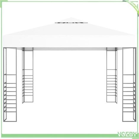 Tonnelle de jardin - FAFEICY - 48033 - 3x3 m - Acier enduit de poudre - Toit polyester anti-UV - Blanc (1/4)