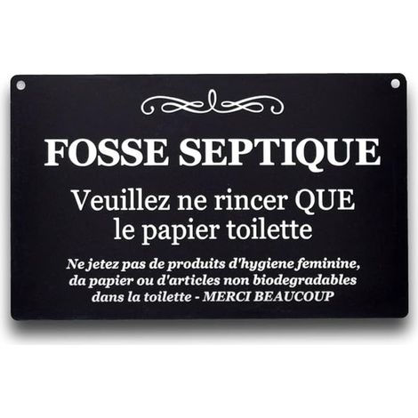 Panneau de fosse septique noir avec écriture blanche pour maison restaurant bar café hôtel Plaque de toilettes salle de bain WC papier toilette (1/5)